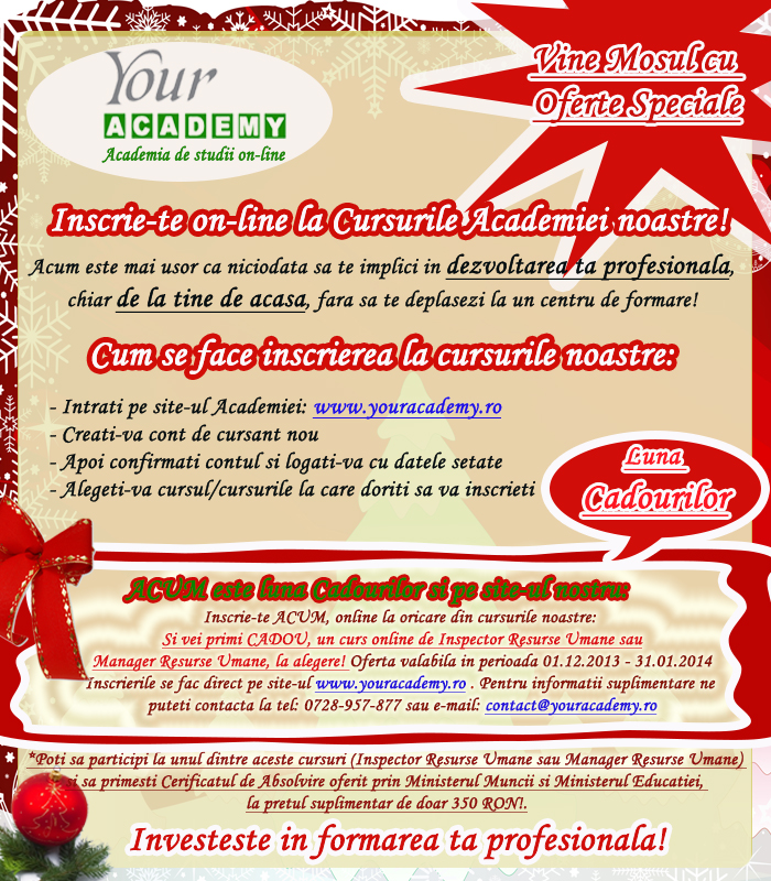Oferta de exceptie! Nu rata inscrierea la curs!