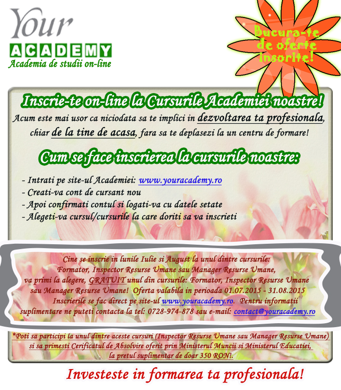 Oferta IULIE-AUGUST 2015! 