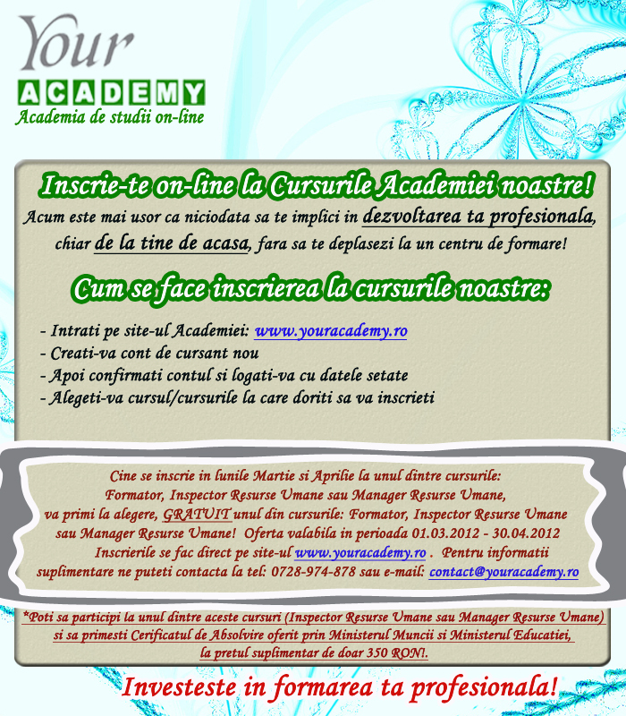 Oferta extraordinara Martie-Aprilie 2012!