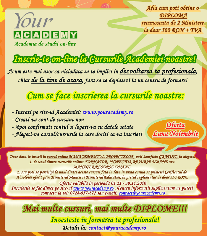 Oferta exceptionala si in luna Noiembrie!